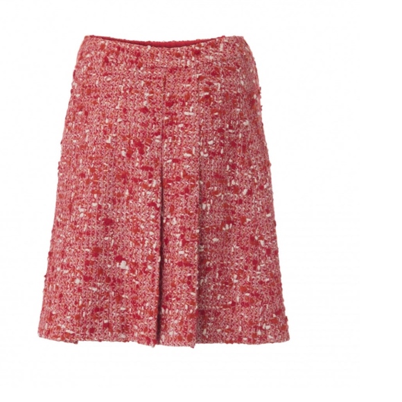 Chanel Red white Wool Tweed crop Jacket Skirt Suit - Picture 4 of 4